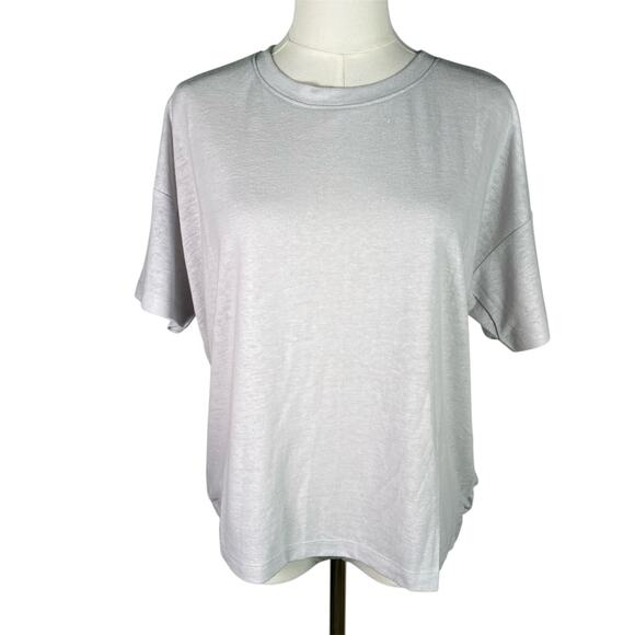 New Hoodlamb by Hemp Tailor Grey Open Back Short Sleeve Top Womens medium - Picture 1 of 14